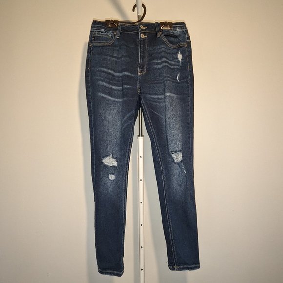 Kancan distressed dark wash skinny jeans size 31 - Picture 1 of 6